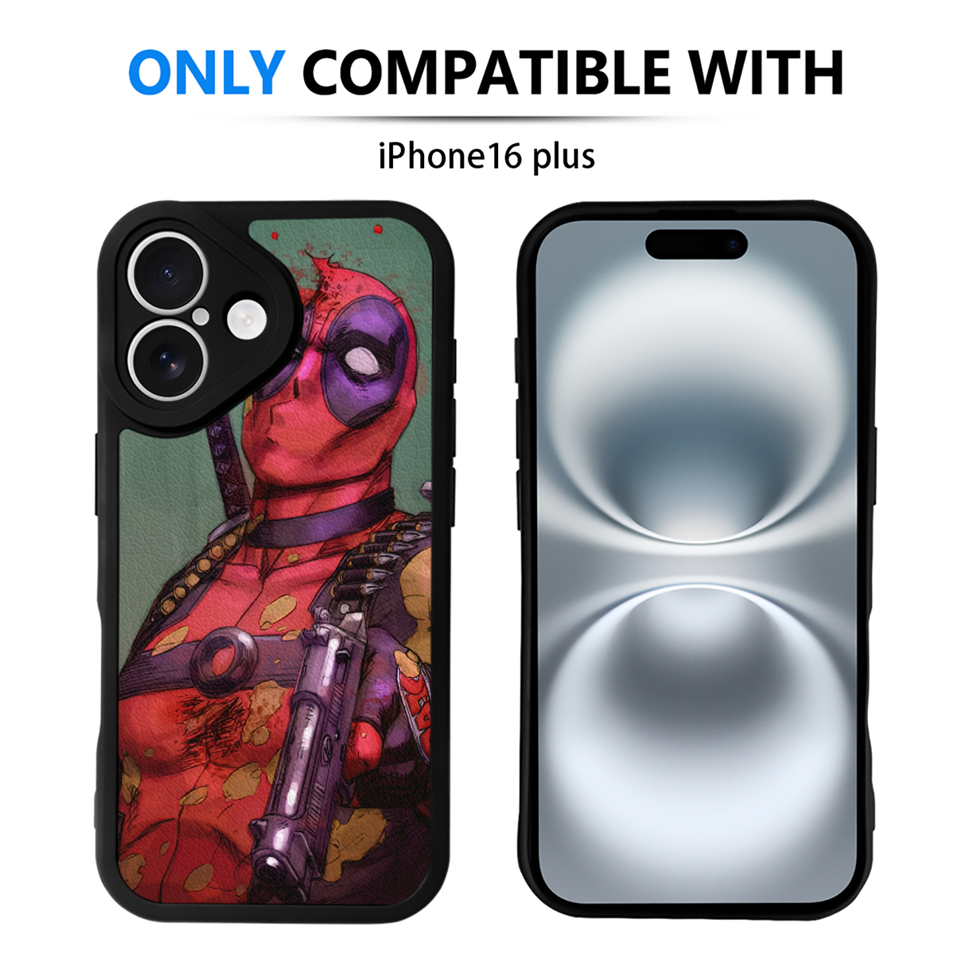 （画像用） Deadpool デッドプール 【iPhone 16シリーズ対応】シリコンスマホケース（レザー調） 材質：シリコン